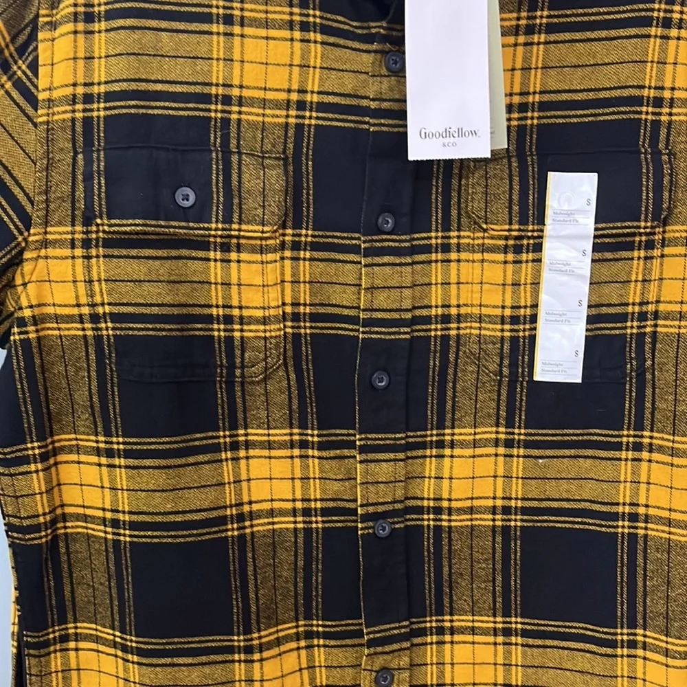 Men's Black and Mustard Plaid Flannel Shirt - Picture 5 of 8